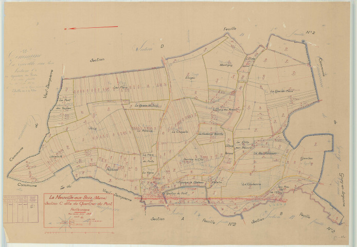 Neuville-aux-Bois (La) (51397). Section C1 échelle 1/2500, plan mis à jour pour 1942, plan non régulier (papier)