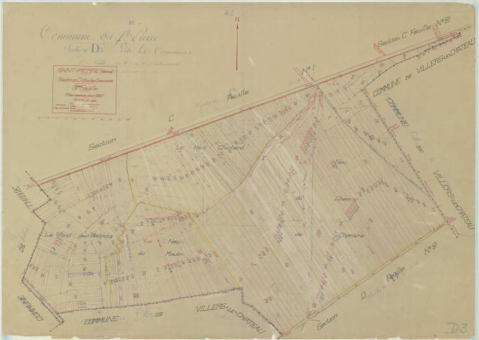 Saint-Pierre (51509). Section D3 échelle 1/2500, plan mis à jour pour 1937, plan non régulier (papier)