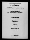 Farémont. Naissances, mariages, décès an XI-1832