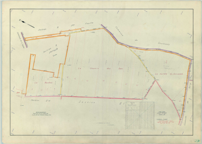 Saint-Memmie (51506). Section ZK échelle 1/2000, plan remembré pour 1967, plan régulier (papier armé)
