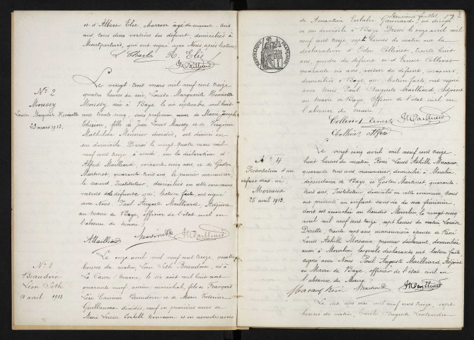 Baye. Décès 1913-1929