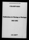 Champvoisy. Publications de mariage, mariages 1863-1892