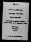 Blacy. Naissances, mariages, décès et tables décennales des naissances, mariages, décès 1893-1902
