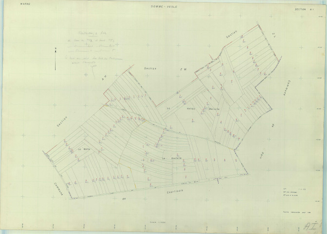 Somme-Vesle (51548). Section AI échelle 1/2000, plan renouvelé pour 1963, plan régulier (papier armé)