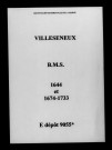 Villeseneux. Baptêmes, mariages, sépultures 1644-1733