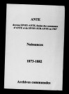 Ante. Naissances 1873-1882
