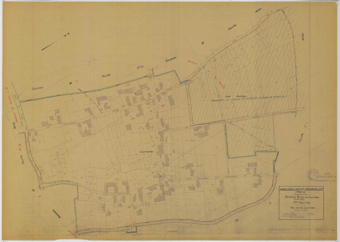 Angluzelles-et-Courcelles (51010). Section C1 1 échelle 1/1000, plan mis à jour pour 01/01/1938, non régulier (papier)
