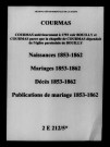 Courmas. Naissances, mariages, décès, publications de mariage 1853-1862