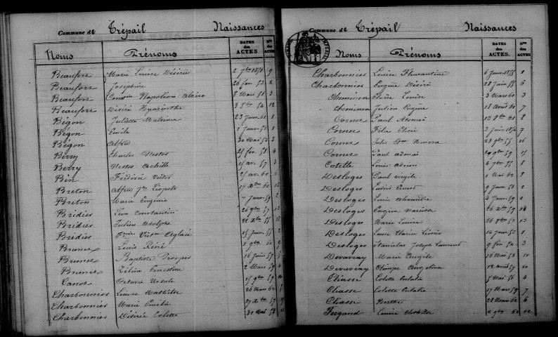 Trépail. Table décennale 1853-1862