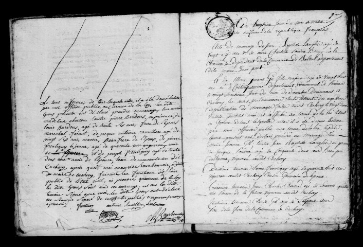 Cuchery. Mariages an XI-1812