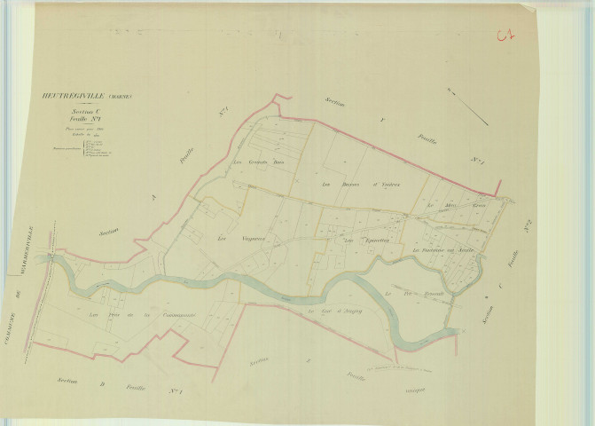 Heutrégiville (51293). Section C1 échelle 1/1250, plan mis à jour pour 1944, plan non régulier (papier).