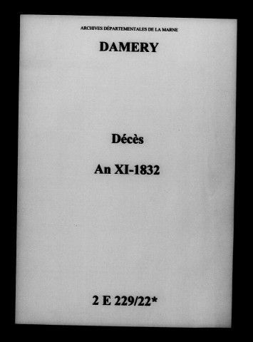 Damery. Décès an XI-1832