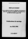 Minaucourt. Publications de mariage an XIII-1901