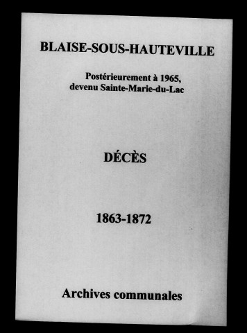 Blaise-sous-Hauteville. Décès 1863-1872