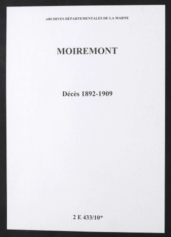 Moiremont. Décès 1892-1909
