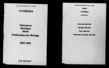 Cumières. Naissances, mariages, décès, publications de mariage 1883-1892