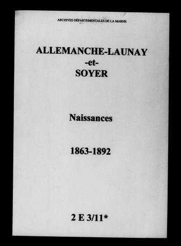 Allemanche-Launay-et-Soyer. Naissances 1863-1892