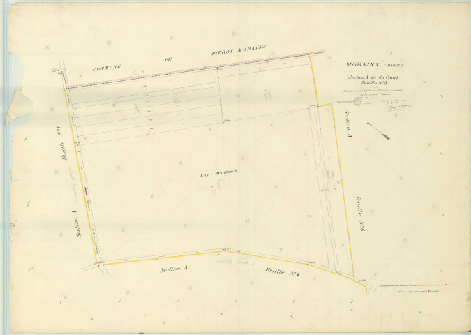 Val-des-Marais (51158). Morains (51383). Section A5 échelle 1/1000, plan mis à jour pour 1927, plan non régulier (papier)
