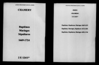 Chamery. Baptêmes, mariages, sépultures 1669-1724