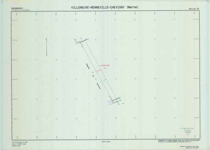 Villeneuve-Renneville-Chevigny (51627). Section ZM 2 échelle 1/2000, plan remembré pour 2004, plan régulier (calque)