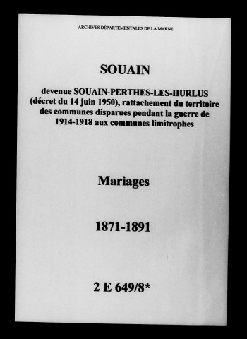 Souain. Mariages 1871-1891