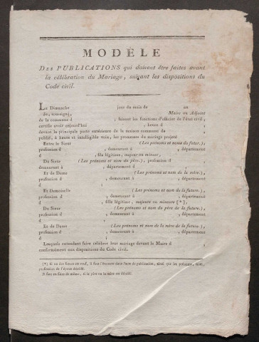 Maffrécourt. Publications de mariage an XIII-1927