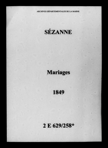 Sézanne. Mariages 1849