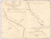 Plan des bordures de bois à Messieurs les Religieux de l'de l'abbaye d'Igny : maison de la Haye aux Loups, ferme de Rosoy, vers 1787.