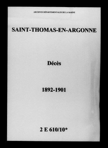Saint-Thomas. Décès 1892-1901