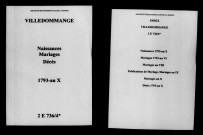 Ville-Dommange. Naissances, publications de mariage, mariages, décès 1793-an X