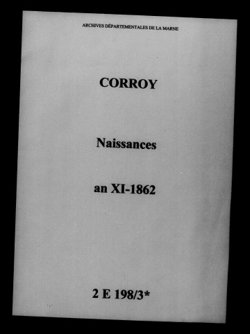Corroy. Naissances an XI-1862