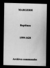 Margerie. Baptêmes 1599-1620