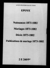 Époye. Naissances, mariages, décès, publications de mariage 1873-1882