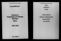 Champigny. Naissances, publications de mariage, mariages, décès 1823-1832