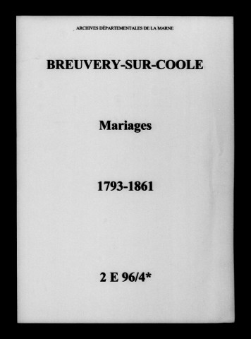 Breuvery-sur-Coole. Mariages 1793-1861