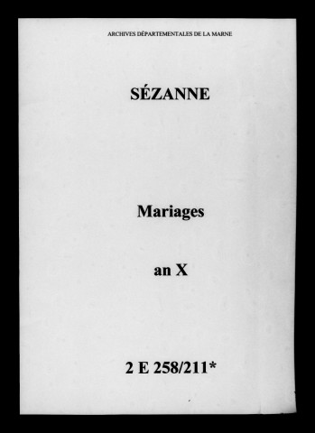 Sézanne. Mariages an X