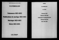 Faverolles-et-Coëmy. Naissances, publications de mariage, mariages, décès 1823-1832