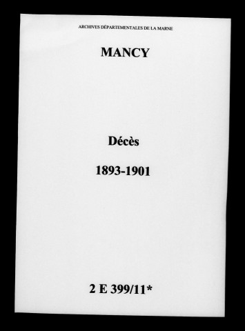 Mancy. Décès 1893-1901