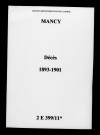 Mancy. Décès 1893-1901