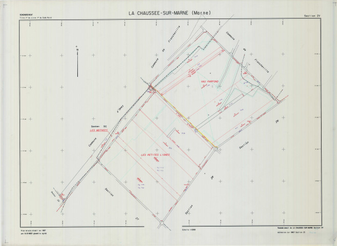 Chaussée-sur-Marne (La) (51141). Section ZV échelle 1/2000, plan remembré pour 1987 (extension sur Omey section ZC), plan régulier (calque)