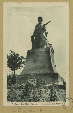 LUDES. -B 784-1-Monument aux Morts. Paris Édition Rogé Artistic. Sans date 