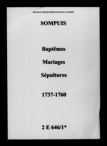 Sompuis. Baptêmes, mariages, sépultures 1737-1760