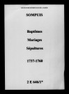 Sompuis. Baptêmes, mariages, sépultures 1737-1760