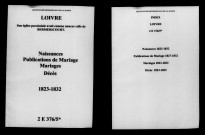 Loivre. Naissances, publications de mariage, mariages, décès 1823-1832