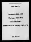 Hourges. Naissances, mariages, décès, publications de mariage 1863-1872