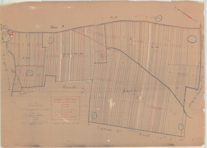 Dampierre-au-Temple (51205). Section C3 échelle 1/2000, plan mis à jour pour 1932, plan non régulier (papier)