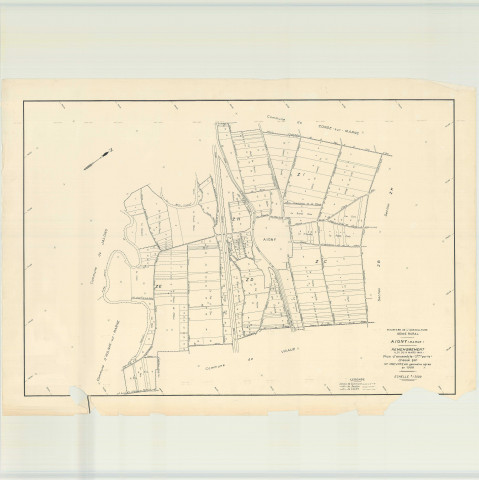 Aigny (51003). Tableau d'assemblage échelle 1/5000, plan remembré pour 1958, plan régulier (papier)
