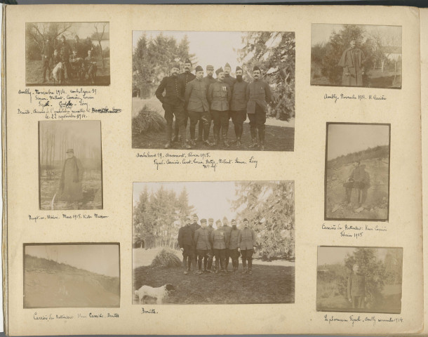 Album photographique légendé : La guerre 1914- 1918 en Meuse et Oise et photographies de famille.