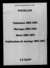 Pouillon. Naissances, mariages, décès, publications de mariage 1883-1892