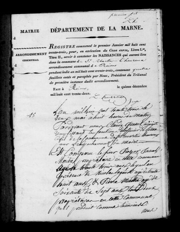 Saint-Martin-l'Heureux. Naissances, publications de mariage, mariages, décès 1833-1842